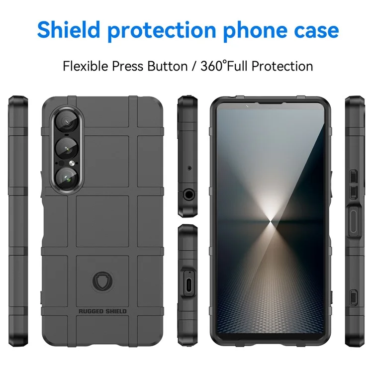 Für Sony Xperia 1 VII Hülle Gitterdesign Soft TPU Kratzsicher Handyhülle - Schwarz