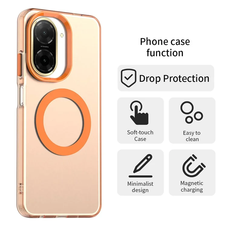 Capa para Xiaomi Redmi A5 4G (171,7mm) Compatível com MagSafe Anti-Queda Híbrida para Celular - Laranja