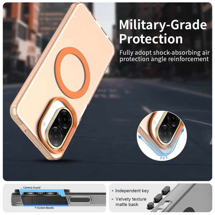 Capa para Xiaomi Redmi A5 4G (171,7mm) Compatível com MagSafe Anti-Queda Híbrida para Celular - Laranja