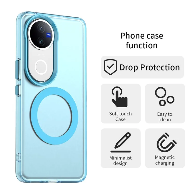 For vivo V50 5G Case Compatible with MagSafe Anti Drop Hybrid Phone Back Cover - Blue