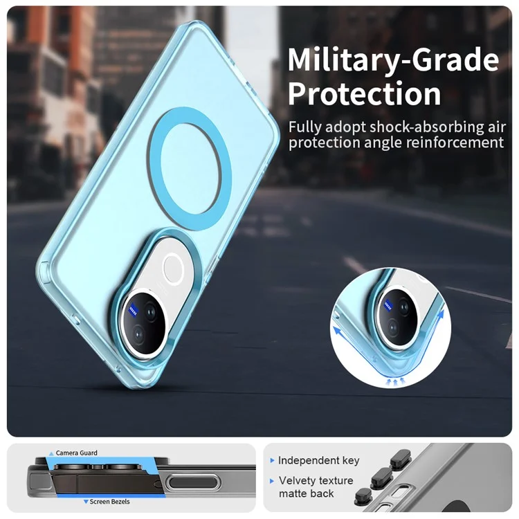 For vivo V50 5G Case Compatible with MagSafe Anti Drop Hybrid Phone Back Cover - Blue