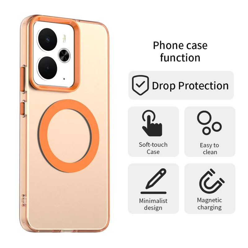 For Realme 14 5G Case Compatible with MagSafe Anti Drop Hybrid Phone Back Cover - Orange