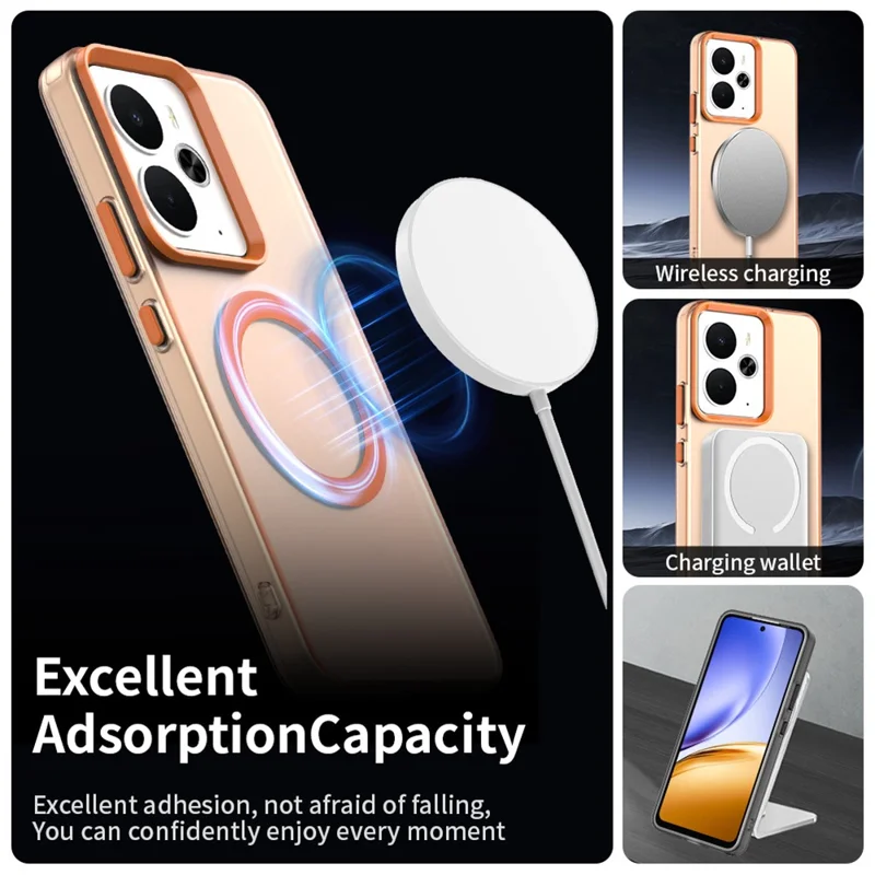 For Realme 14 5G Case Compatible with MagSafe Anti Drop Hybrid Phone Back Cover - Orange