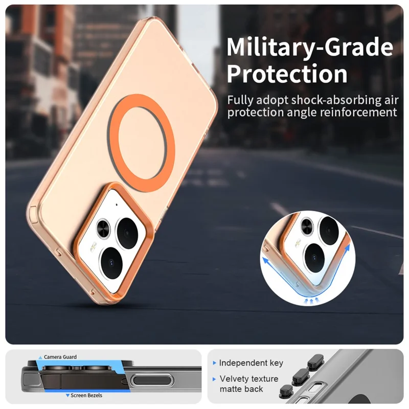 For Realme 14 5G Case Compatible with MagSafe Anti Drop Hybrid Phone Back Cover - Orange