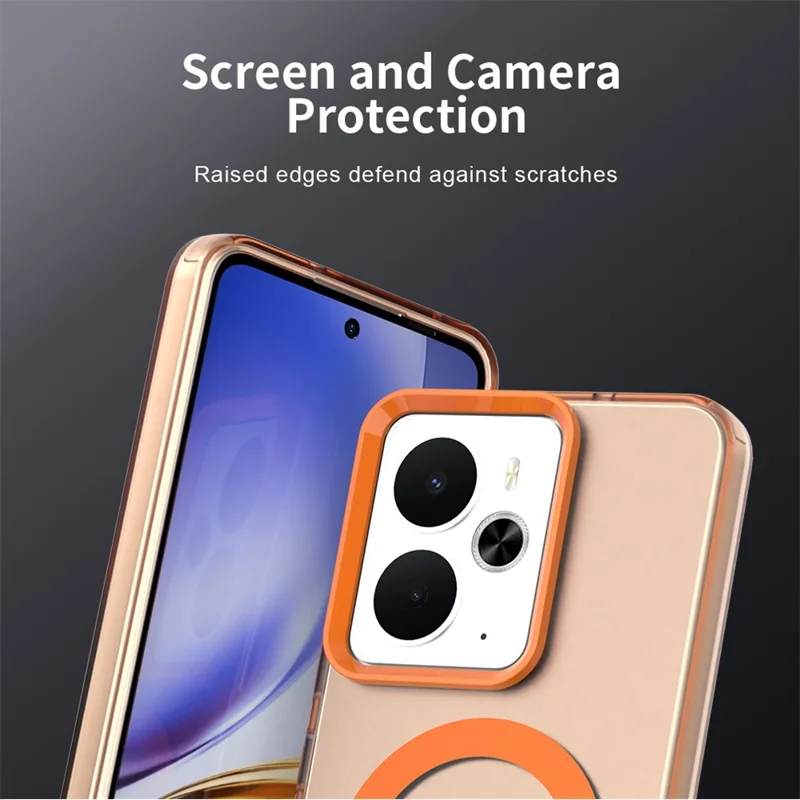 For Realme 14 5G Case Compatible with MagSafe Anti Drop Hybrid Phone Back Cover - Orange