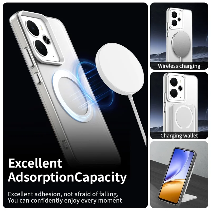 For Realme 14 5G Case Compatible with MagSafe Anti Drop Hybrid Phone Back Cover - Transparent