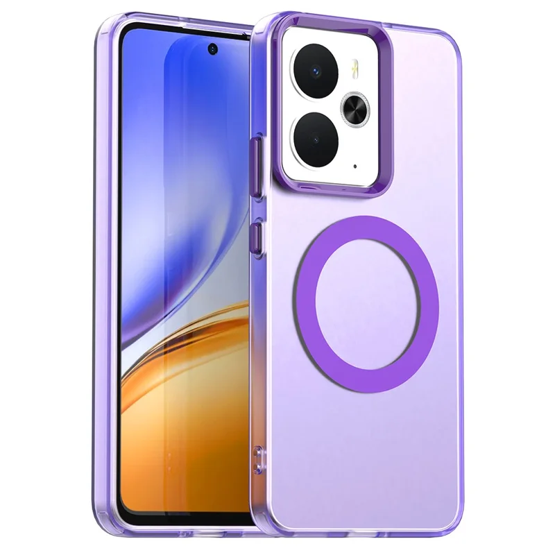 For Realme 14 5G Magnetic Case Anti Drop Hybrid Phone Back Cover - Purple