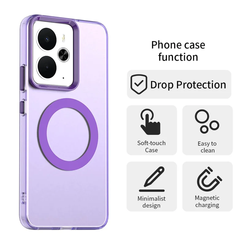 For Realme 14 5G Magnetic Case Anti Drop Hybrid Phone Back Cover - Purple