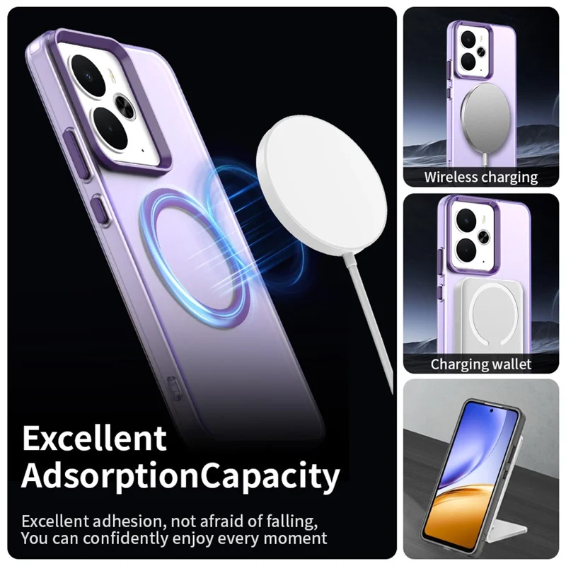 For Realme 14 5G Magnetic Case Anti Drop Hybrid Phone Back Cover - Purple