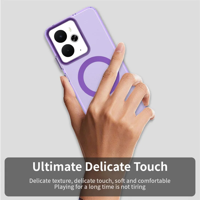 For Realme 14 5G Magnetic Case Anti Drop Hybrid Phone Back Cover - Purple