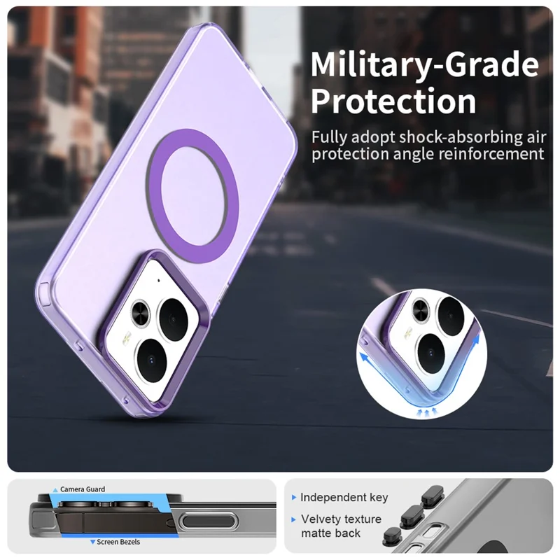 For Realme 14 5G Magnetic Case Anti Drop Hybrid Phone Back Cover - Purple