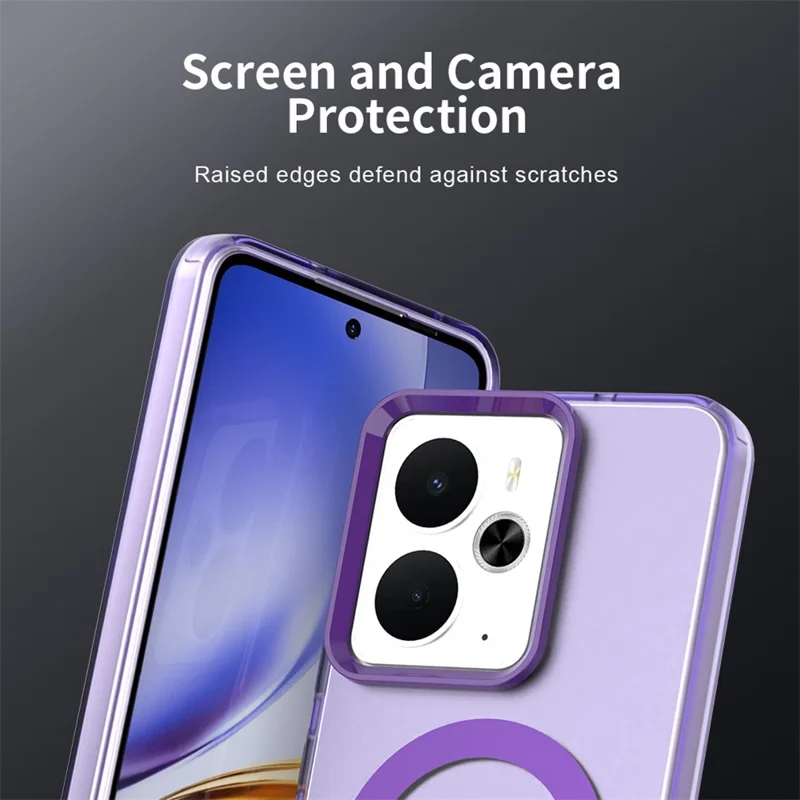 For Realme 14 5G Magnetic Case Anti Drop Hybrid Phone Back Cover - Purple