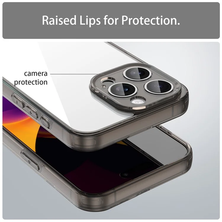 Cover per iPhone 15 Pro in TPU + Acrilico, Protezione Posteriore Antigiallo - Nero