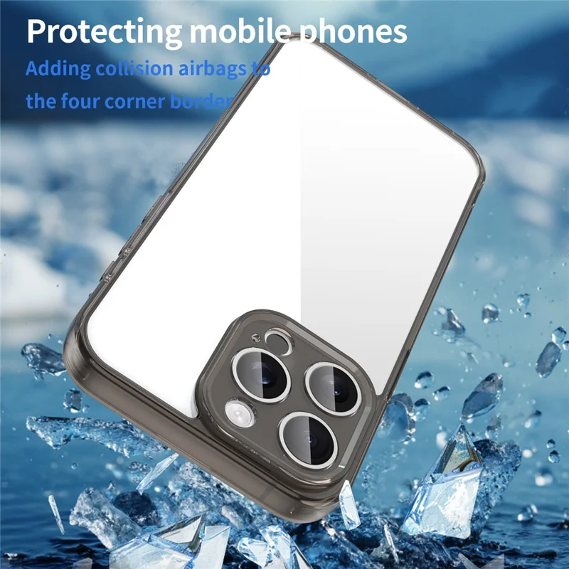 For iPhone 15 Pro Max Case TPU + Acrylic Phone Back Cover Anti Yellowing - Black