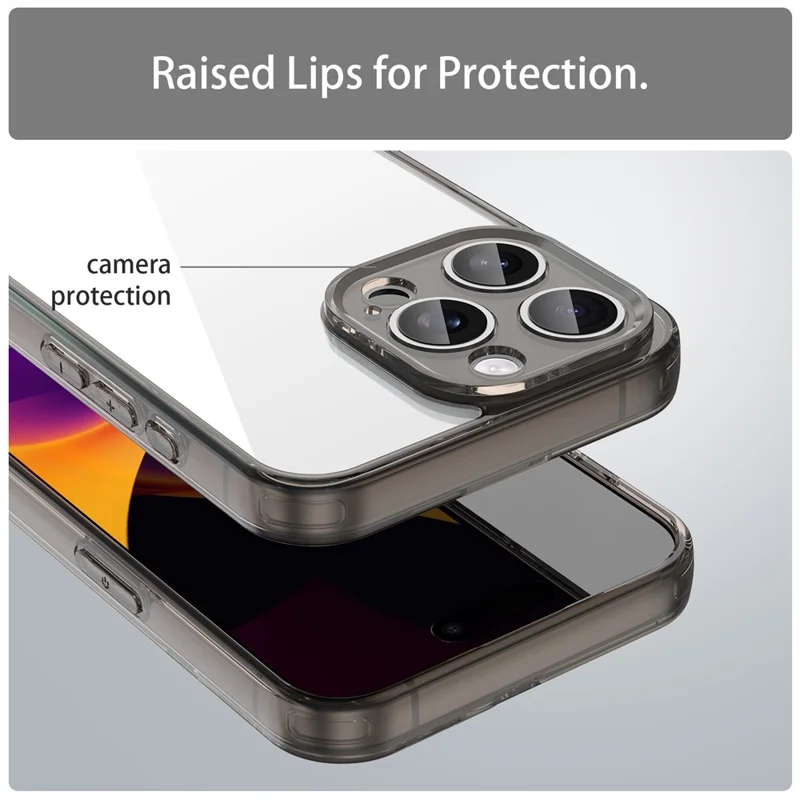 For iPhone 15 Pro Max Case TPU + Acrylic Phone Back Cover Anti Yellowing - Black