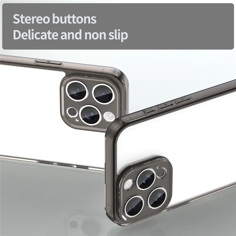 For iPhone 15 Pro Max Case TPU + Acrylic Phone Back Cover Anti Yellowing - Black