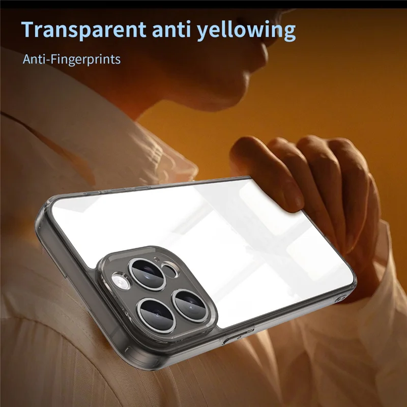 For iPhone 15 Pro Max Case TPU + Acrylic Phone Back Cover Anti Yellowing - Black