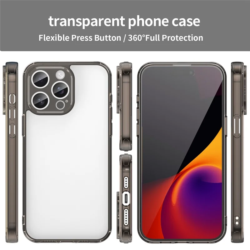 For iPhone 15 Pro Max Case TPU + Acrylic Phone Back Cover Anti Yellowing - Black