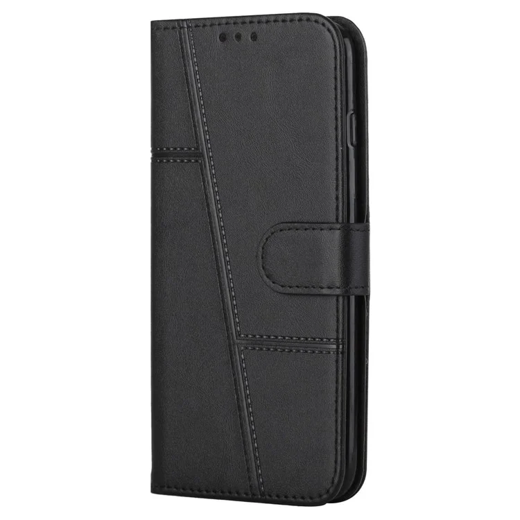 For Oppo Reno8 Pro+ (China) 5G / Reno8 Pro 5G (Global Version) Stitching PU Leather Wallet Case Magnetic Closure Shockproof Flip Stand Phone Cover with Strap - Black