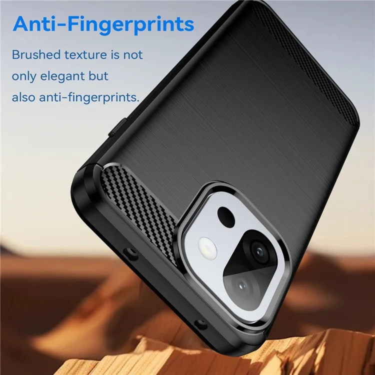 For OnePlus 13T 5G / 13s 5G Case Protective Phone Cover Carbon Fiber Texture Brushed - Black