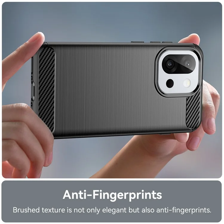For OnePlus 13T 5G / 13s 5G Case Protective Phone Cover Carbon Fiber Texture Brushed - Black
