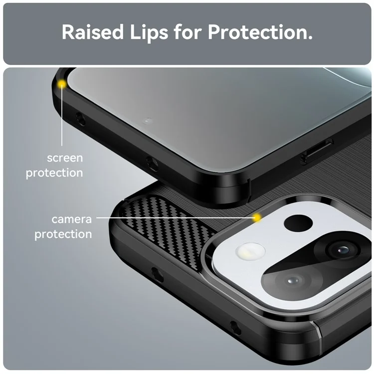 For OnePlus 13T 5G / 13s 5G Case Protective Phone Cover Carbon Fiber Texture Brushed - Black