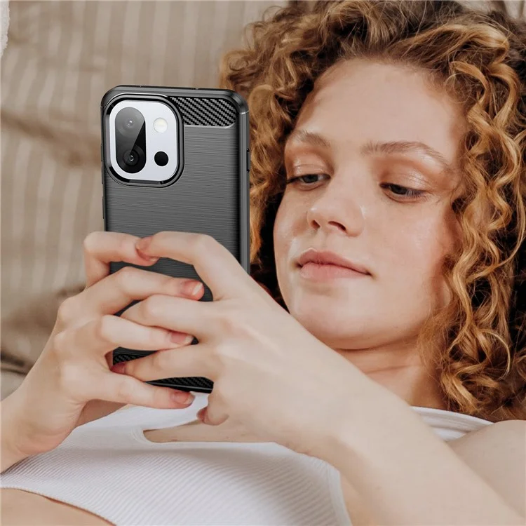 For OnePlus 13T 5G / 13s 5G Case Protective Phone Cover Carbon Fiber Texture Brushed - Black