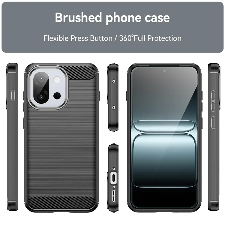 For OnePlus 13T 5G / 13s 5G Case Protective Phone Cover Carbon Fiber Texture Brushed - Black