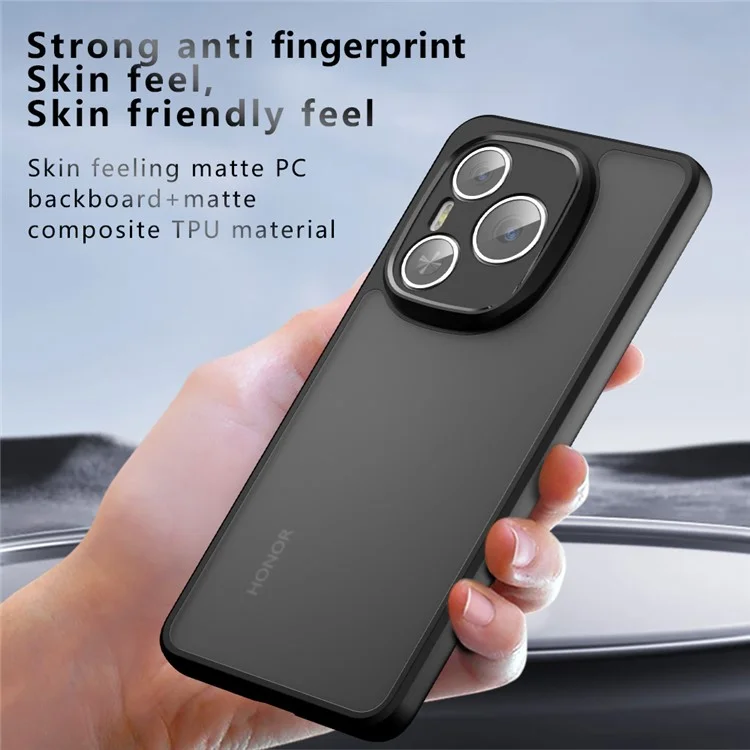 For Honor Power 5G Hülle mit Skin-Touch TPU + PC Matter Telefonschale, Transparent Schwarz