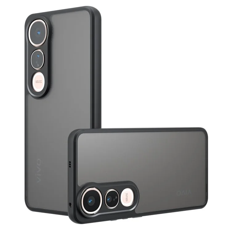 Funda para vivo V50 Lite 5G con Tacto Suave TPU + PC Carcasa Mate para Móvil, Transparente Negro