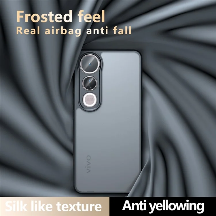 Funda para vivo V50 Lite 5G con Tacto Suave TPU + PC Carcasa Mate para Móvil, Transparente Negro