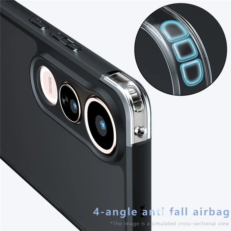 Funda para vivo V50 Lite 5G con Tacto Suave TPU + PC Carcasa Mate para Móvil, Transparente Negro