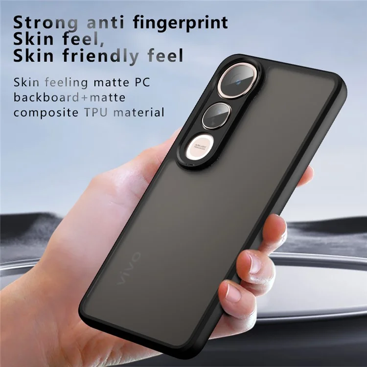 Funda para vivo V50 Lite 5G con Tacto Suave TPU + PC Carcasa Mate para Móvil, Transparente Negro