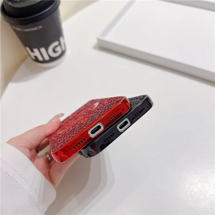Pour iPhone 16e Étui de téléphone magnétique Cadre en TPU plaqué or Couverture arrière en PC - Rouge