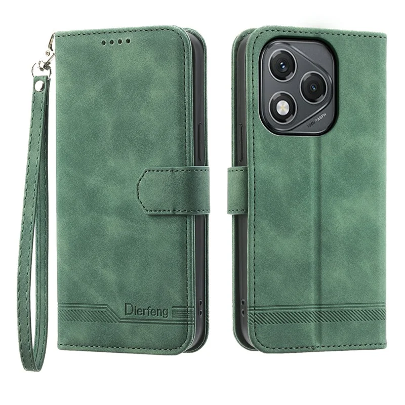 DIERFENG DF-03 Funda de teléfono de cuero con estampado de líneas Lite Case For Honor 400 - Verde