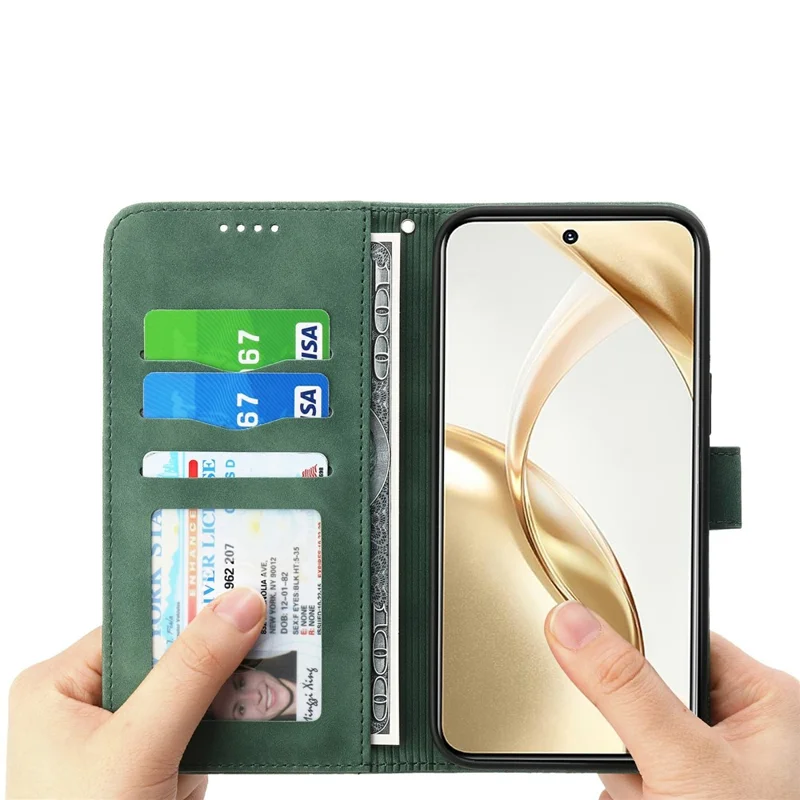 DIERFENG DF-03 Funda de teléfono de cuero con estampado de líneas Lite Case For Honor 400 - Verde
