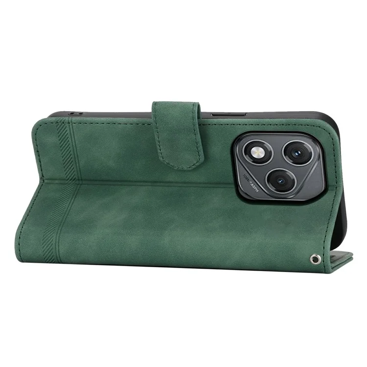 DIERFENG DF-03 Funda de teléfono de cuero con estampado de líneas Lite Case For Honor 400 - Verde