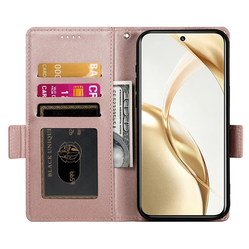 For Honor 400 Lite 5G Stand Case PU Leather Wallet Phone Cover - Rose Gold