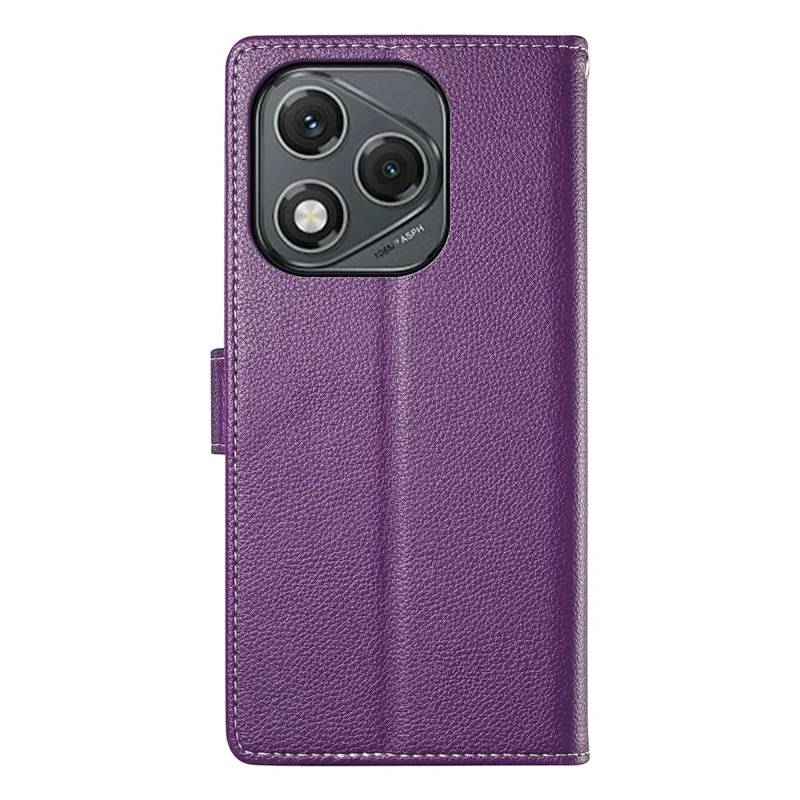 For Honor 400 Lite 5G Stand Case Litchi Texture Leather Wallet Phone Cover Magnetic Snap - Purple