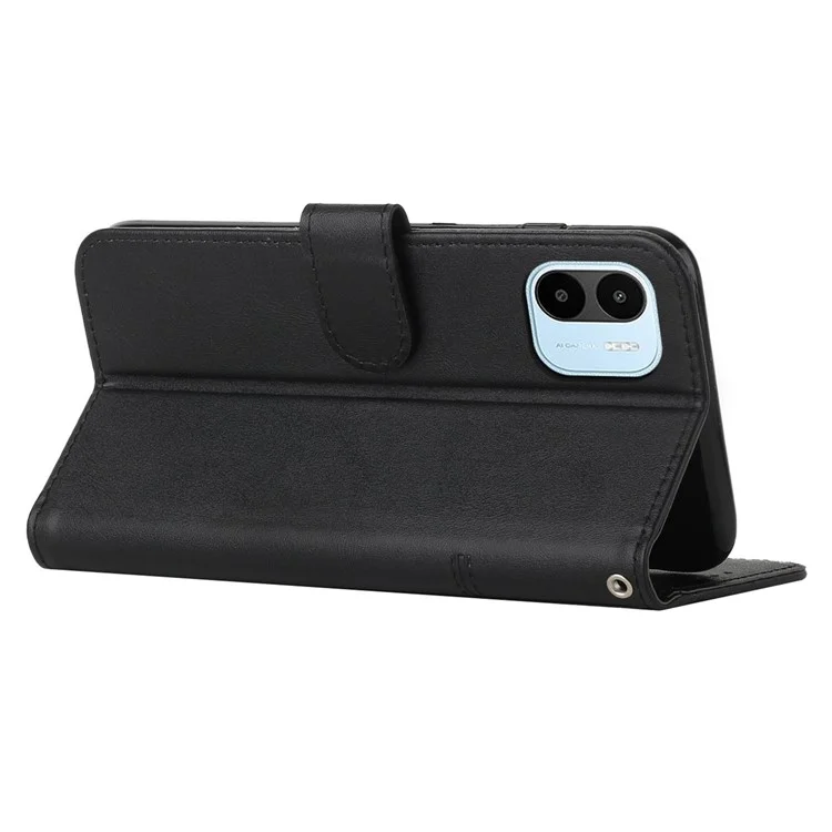 Per Xiaomi Redmi A1 4G Simple Style Copertura Telefonica Portiera Portafoglio Anti-scratch pe Leather Stand Case Con Cinturino - Nero