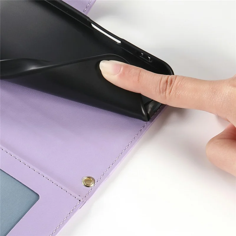 For Realme 14 5G Case Rhombus Stitching Wallet Stand Leather Phone Cover with Long  /  Short Strap - Purple