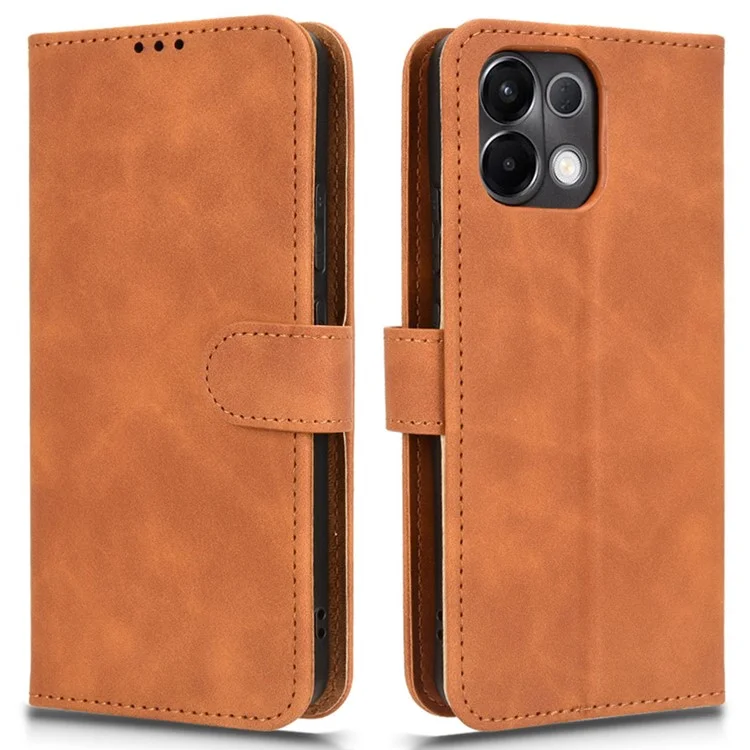 Кожаный чехол для Oppo K13 5G / K13x / K12s (Китай) с эффектом кожи, противоударный, кошелек-книжка - Коричневый
