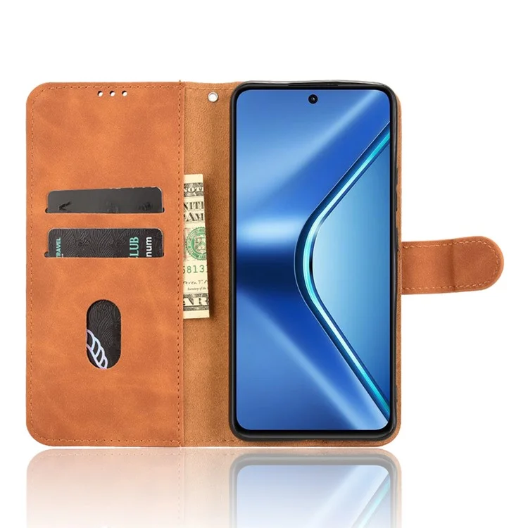 Кожаный чехол для Oppo K13 5G / K13x / K12s (Китай) с эффектом кожи, противоударный, кошелек-книжка - Коричневый