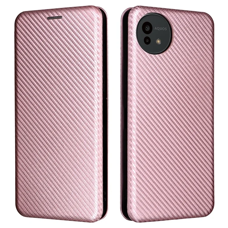 Чехол для Sharp Aquos Wish5 из углеродного волокна с текстурой, противоударный, из искусственной кожи - Розовое золото
