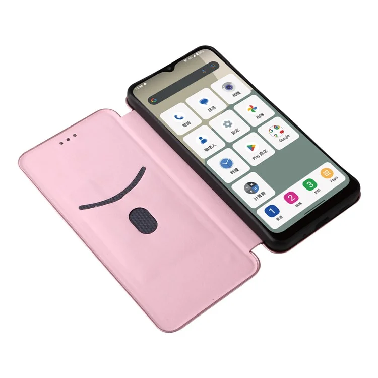 Чехол для Sharp Aquos Wish5 из углеродного волокна с текстурой, противоударный, из искусственной кожи - Розовое золото
