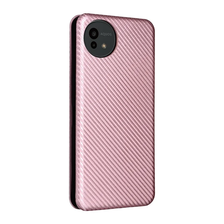 Чехол для Sharp Aquos Wish5 из углеродного волокна с текстурой, противоударный, из искусственной кожи - Розовое золото