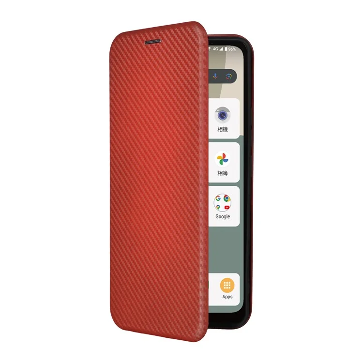 For Sharp Aquos Wish5 Case Carbon Fiber Texture Drop-Proof PU Leather Phone Cover - Brown