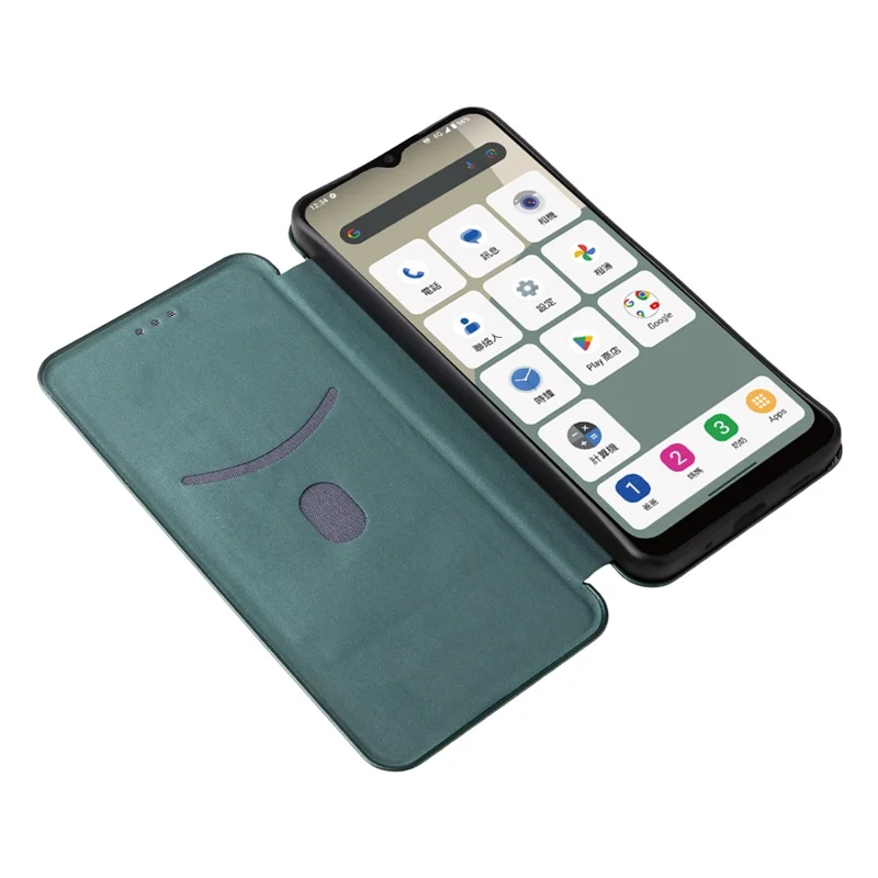 For Sharp Aquos Wish5 Case Carbon Fiber Texture Drop-Proof PU Leather Phone Cover - Green