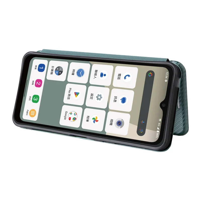 For Sharp Aquos Wish5 Case Carbon Fiber Texture Drop-Proof PU Leather Phone Cover - Green