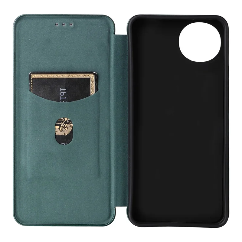 For Sharp Aquos Wish5 Case Carbon Fiber Texture Drop-Proof PU Leather Phone Cover - Green